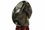 Septarian Dragon Egg Geode - Black Crystals #123034-1